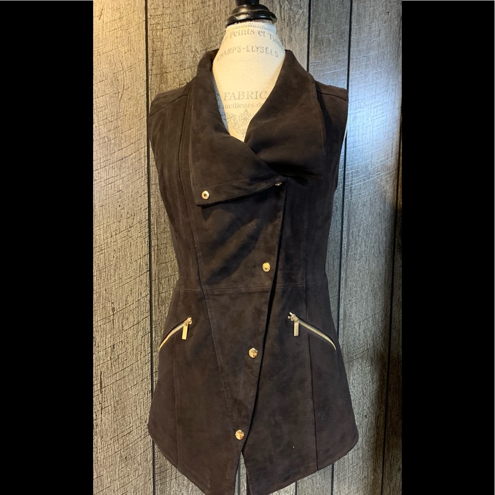Carlisle Chocolate Brown Leather sleeveless vest size small